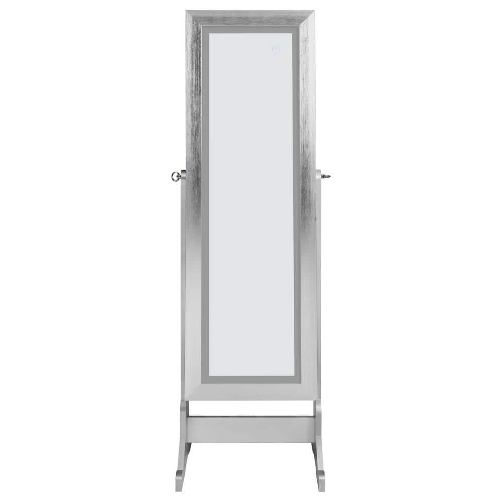 Contemporary Full-Length Freestanding Silver Wood Mirror