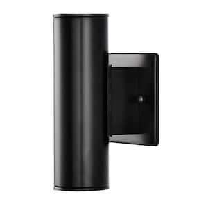 Riga 7.88 in. Small Modern Black Integrated LED Outdoor Wall Cylinder Light Sconce