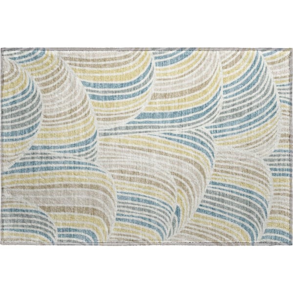 Mayfield Premium Machine Washable Abstract AMF2546 Ivory 2 ft. x 3 ft. Accent Rug
