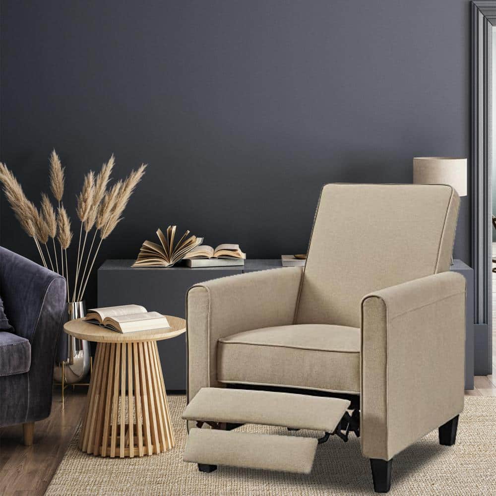 Mocha Ergonomic Microfiber Recliner with Wood Frame