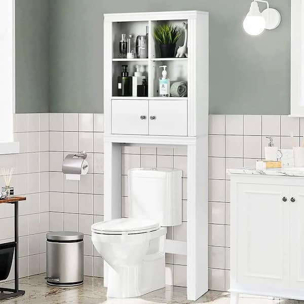 Erinnyees Toilet Storage Wooden Bathroom Organizer with 2 Glass