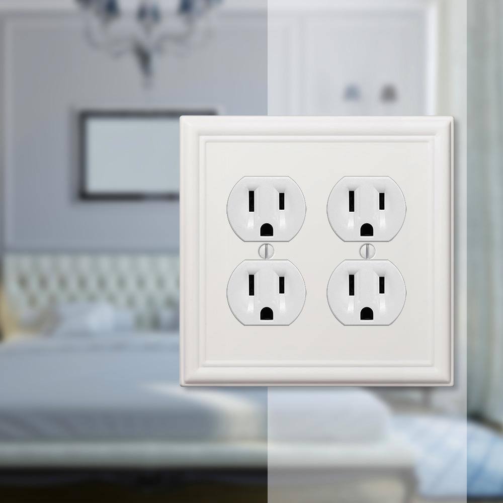 White 2-Gang Stamped Steel Duplex Wall Plate