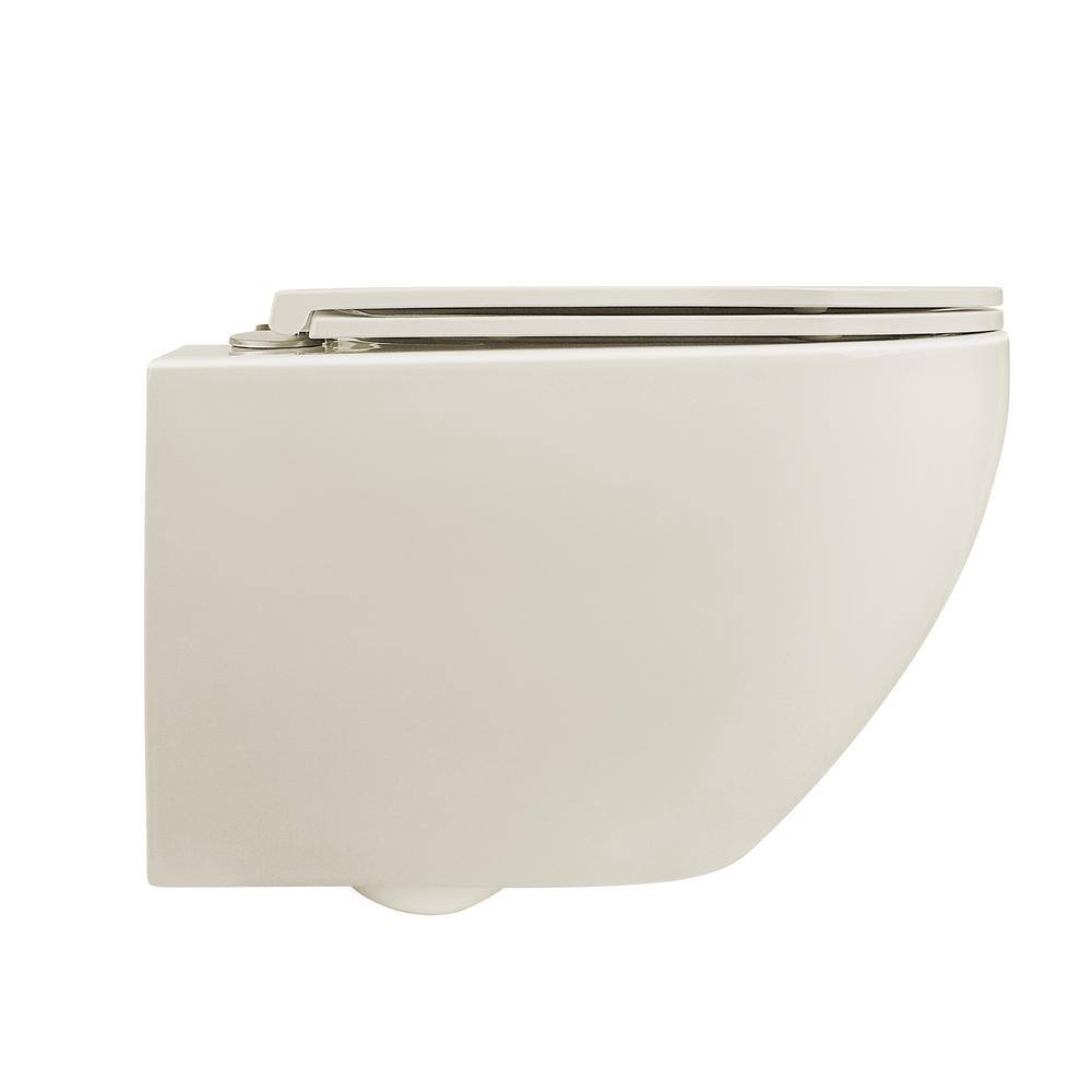 Beige Ceramic Elongated Wall-Mounted Dual Flush Toilet