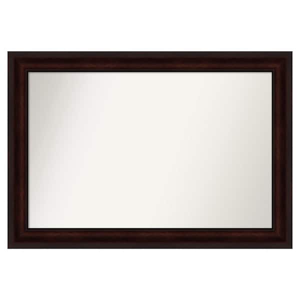 Amanti Art Coffee Bean Brown 39.25 in. x 27.25 in. Custom Non-Beveled Satin Recycled Polystyrene Framed Vanity Wall Mirror