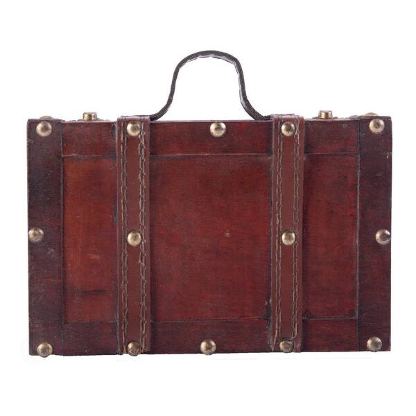 Vintiquewise Antique Style Small Wooden Suitcase with Leather