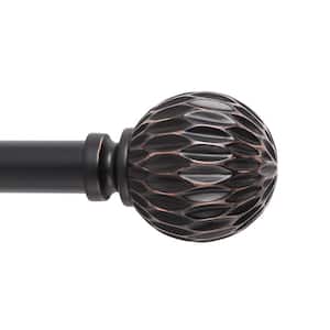 Bali 72 in. x 144 in. Easy-Install Optional No Tools Adjustable 1 in. Single Rod Kit in Black with Carved Ball Finials