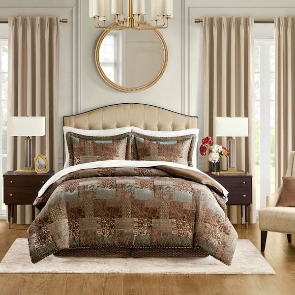 CROSCILL Galleria 4-Piece Brown Polyester Queen Comforter Set