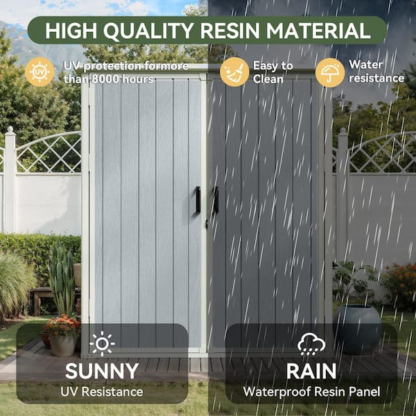 Sizzim 5 ft. W x 3 ft. D Outdoor Gray Resin Storage Shed with