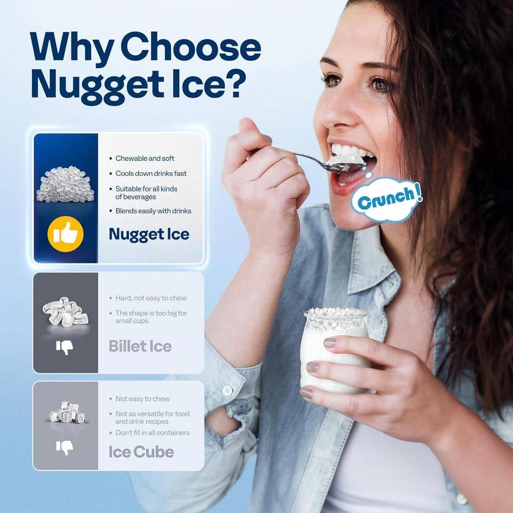 Black Stainless Steel Portable Countertop Nugget Ice Maker