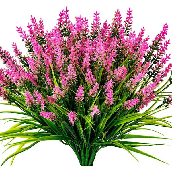 Unbranded 13.8 in. Pink Outdoor Artificial Lavender Flower UV Resistant 24 Bundles