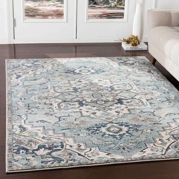 Cairo Teal Doormat 3 ft. x 5 ft. Oriental Area Rug