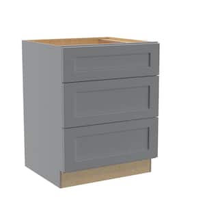 Newport Pearl Gray Painted Plywood Shaker Assembled Base Drawer Kitchen Cabinet 27 W in. 24 D in. 34.5 in. H