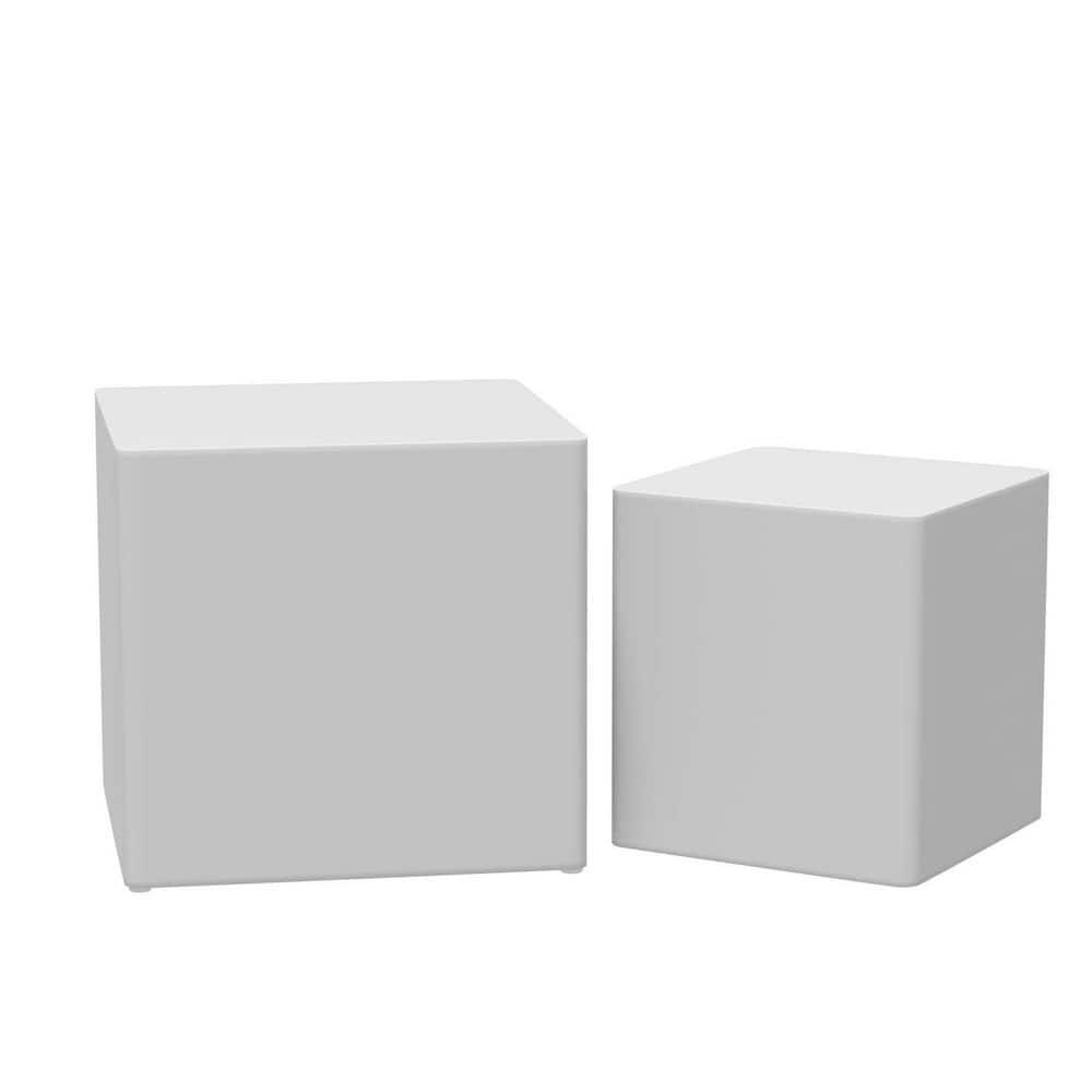 White Square Wood Coffee Tables, Nesting Table/Side Table (Set of 2)