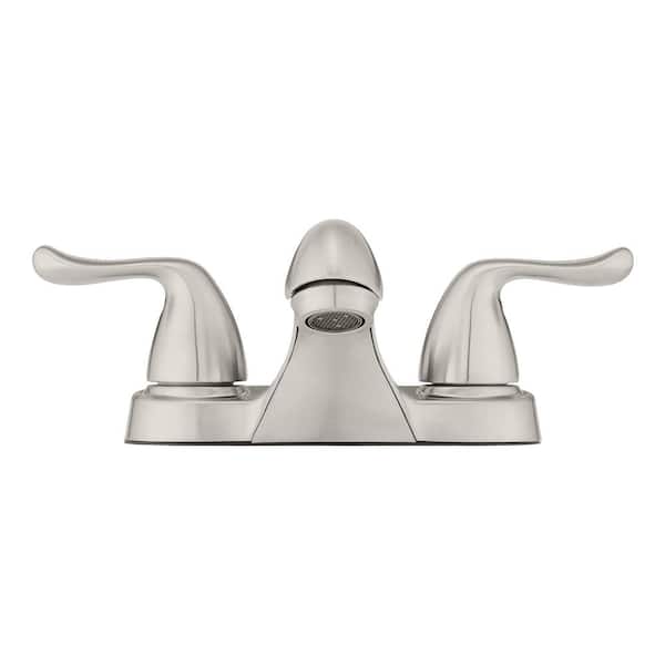 Constructor 4 in. Centerset 2-Handle Low-Arc Bathroom Faucet in Brushed Nickel
