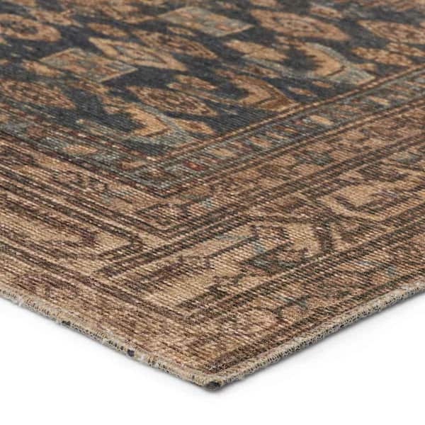 Machine Washable Reeves Brown/Blue 3 ft. x 5 ft. Medallion Area Rug