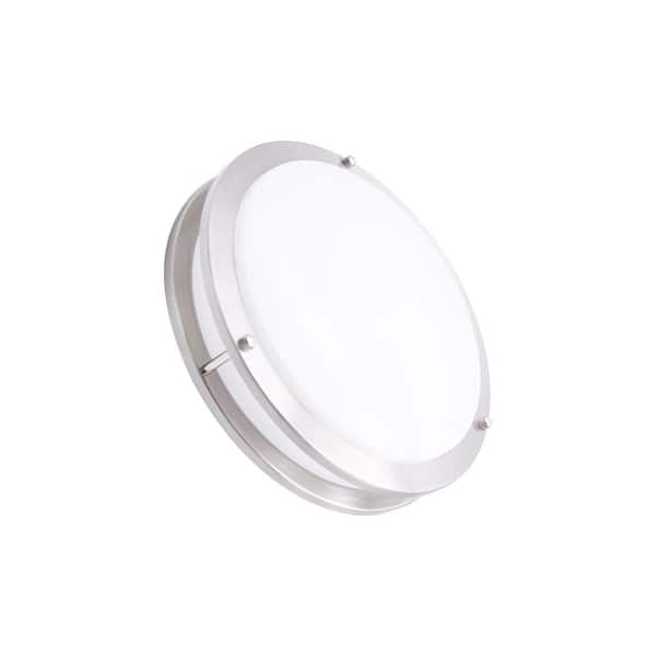 12 in. Brushed Nickel Dimmable LED Flush Mount Light Fixture 4000K Neutral White