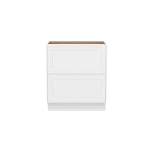Easy-DIY 30-in W x 24-in D x 34.5-in H in Shaker White Ready to Assemble Drawer Base Kitchen Cabinet with 2 Drawers