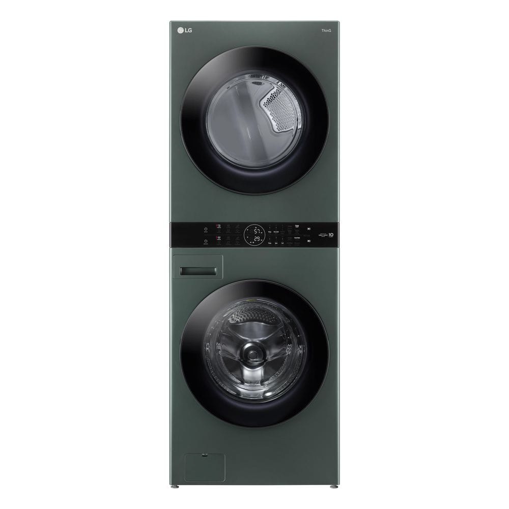LG WashTower Stacked SMART Laundry Center 4.5 Cu.Ft. Front Load Washer & 7.4 Cu.Ft. Electric Dryer in Nature Green w/ Steam WKEX200HGA - The Home Depot