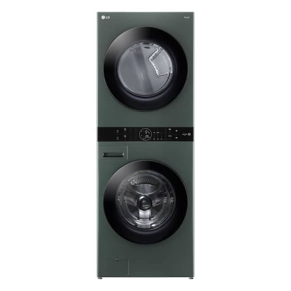 LG WashTower Stacked SMART Laundry Center 4.5 Cu.Ft. Front Load Washer & 7.4 Cu.Ft. Electric Dryer in Nature Green w/ Steam