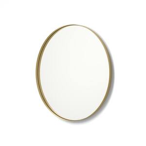 30 in. x 30 in. Framed Round Bathroom Vanity Mirror in Gold