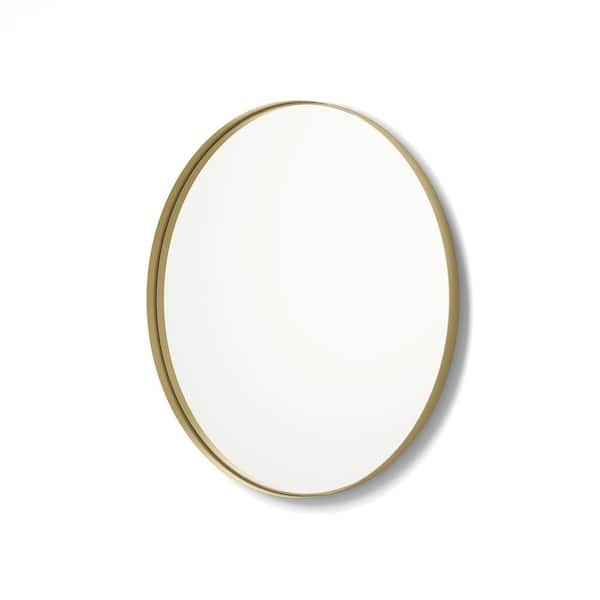 better bevel 30 in. x 30 in. Framed Round Bathroom Vanity Mirror in Gold