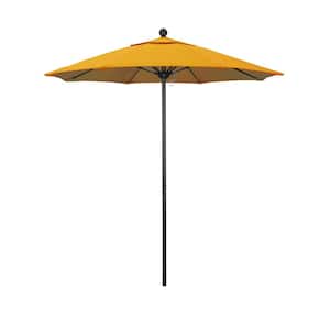 7.5 ft. Black Aluminum Commercial Market Patio Umbrella with Fiberglass Ribs and Push Lift in Lemon Olefin