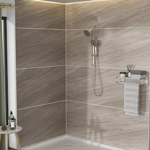 7-Spray 4.7 in. Wall-Mounted Dual Fixed and Handheld Shower Head 1.8 GPM with Adjustable Slide Bar in Brushed Nickel