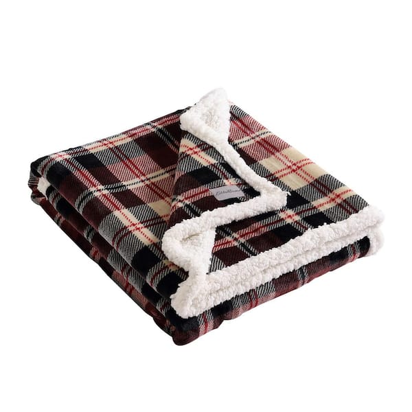 Eddie Bauer Trailhead Plaid Ultra Soft Sherpa Red Microfiber Throw Blanket Ushshf1240324 The 1623