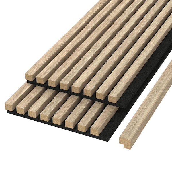 104 in. x 11 in. x 1 in. Acoustic Vinyl Squared Slat Wall Siding Board in Walnut Color (Set of 2-Piece)