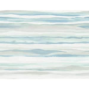 Kentmere Waves Ivory and Ice Blue Paper Strippable Roll (Covers 60.75 sq. ft.)
