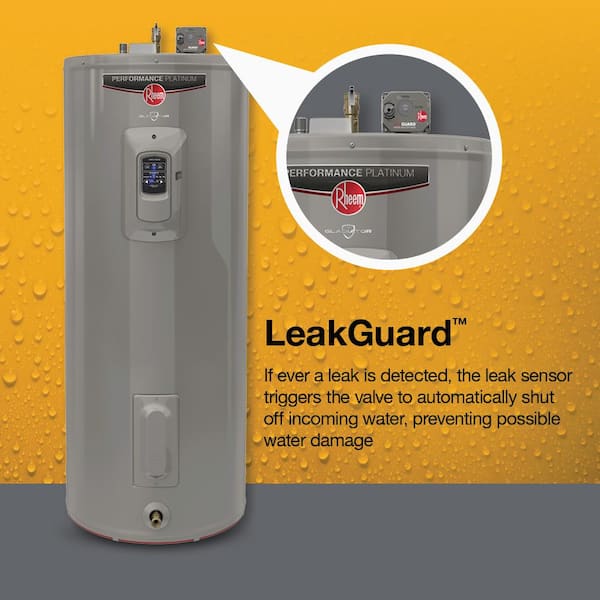 Rheem - Gladiator 50 Gal. Medium 12-Year 5500-Watt Double Element Smart Electric Water Heater w/ Leak Detection and Auto Shutoff