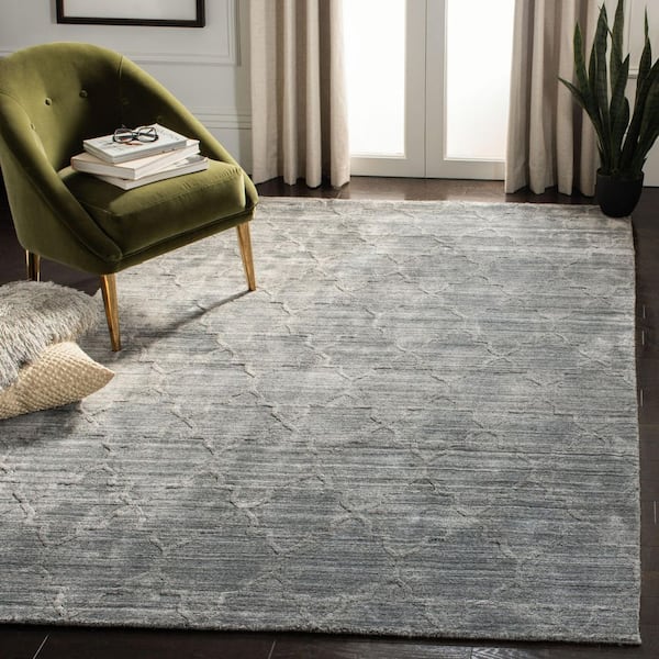 Elements 9 ft. x 12 ft. Gray High-Low Trellis Area Rug