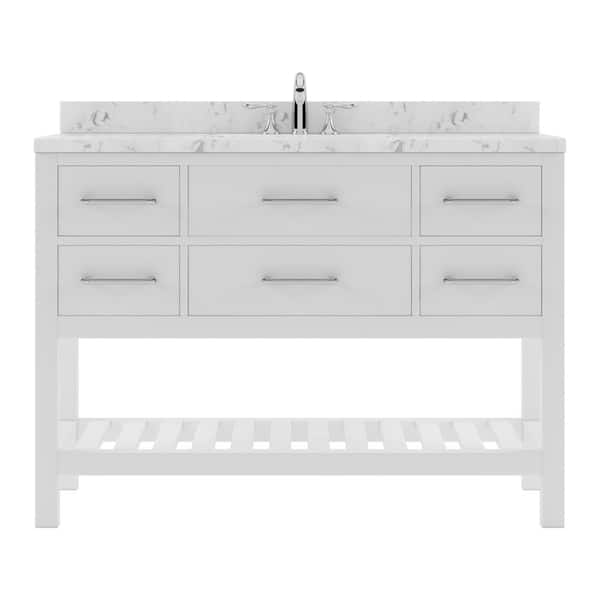 Virtu USA Caroline Estate 48 in. W x 22 in. D x 35 in. H Single Sink Bath Vanity in White with Quartz Top