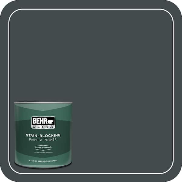 BEHR ULTRA 1 qt. #730F-7 Black Sable Extra Durable Semi-Gloss Enamel Interior Paint & Primer