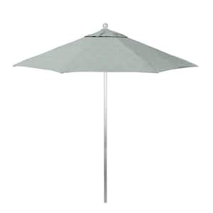 9 ft. Silver Anodized Aluminum Market Patio Umbrella with Fiberglass Ribs and Push-Lift in Spiro Capri Pacifica Premium