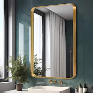 30 in. W x 40 in. H Deep Frame Wall Decorative Mirror in Gold