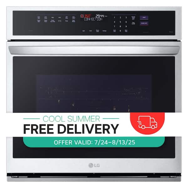 4.7 cu. ft. 29.75 W Smart Single Electric Wall Oven with True Convection InstaView Air Fry Steam in Stainless Steel
