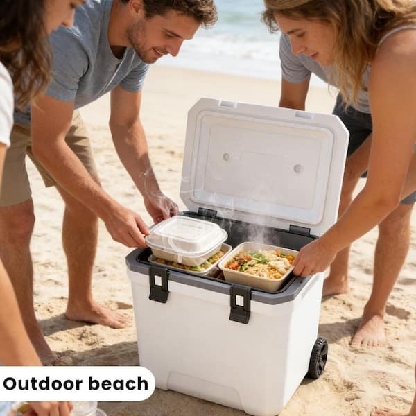 TMWINGS 38 qt. Rolling Chest Cooler with Handle in White BWX-1