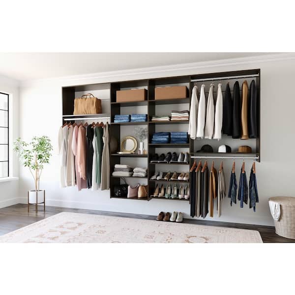 Dual Tower 96 in. W - 120 in. W Classic Espresso Wood Closet System