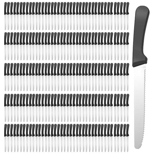 8.39 in. Stainless Steel Serrated Steak Knives Bulk Set with Round Tip and Plastic Handle, 200-Pack