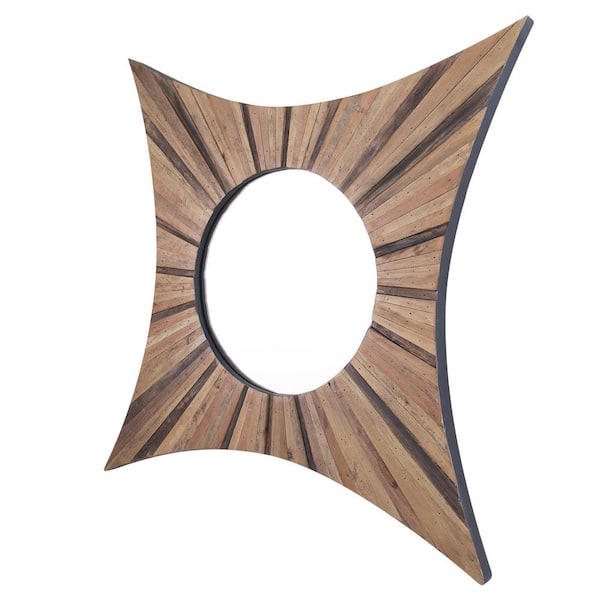 ARTFUL LIVING DESIGN Higinio Modern 36 in. W x 1.5 in. H D X 36 in. H Irregular Wooden Nature Themed Brown Framed Wall Mirror
