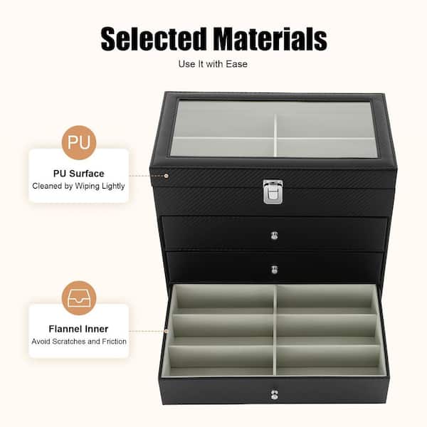 Sunglass Collector 5 Slot Eyeglasses Storage Case Black Folding Multi Compartment Hanging Eyeglass Display - View #9