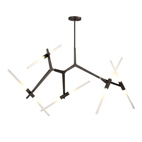 RRTYO Duchess 10-Light Black Branch Asymmetric Modern Chandelier with Frosted Glass Shade For Living Room & Dining Room