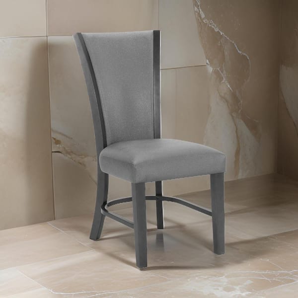 Benjara Gray and Black Fabric Side Chair with Cushioning on the Seat and Backrest (Set of 2)