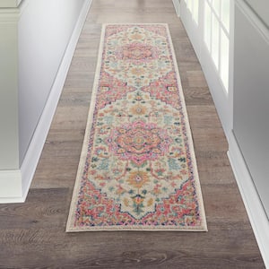 Passion Ivory/Pink 2 ft. x 6 ft. Persian Modern Transitional Kitchen Runner Area Rug