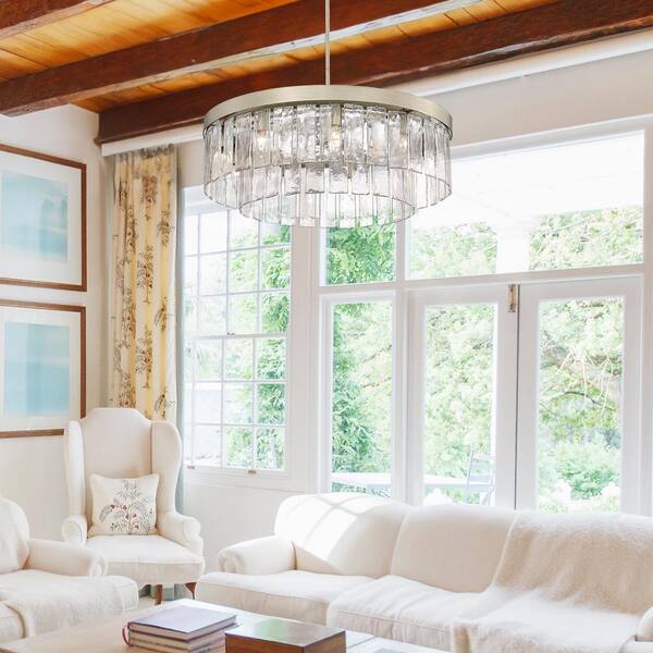 Golden Lighting Ciara 9-Light White Gold and Hammered Water