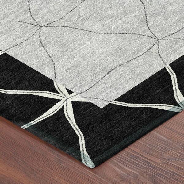 Chantille Machine Washable Indoor/Outdoor Abstract ACN2841 Black 10 ft. x 14 ft. Area Rug