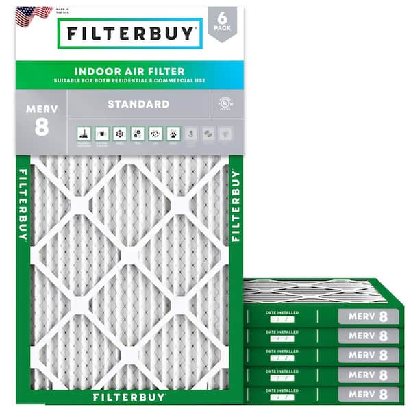 16 in. x 25 in. x 1 in. MERV 8 (FPR 5) Dust Defense Pleated HVAC AC Furnace Air Filters Replacement (6-Pack)