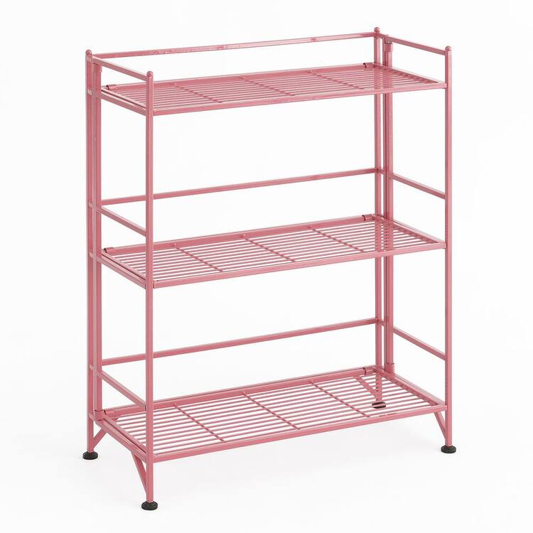 Convenience Concepts Xtra Storage 3-Tier Pink Metal Household Shelving Unit (25.25 in. W x 32.5 in. H x 11.25 in. D)