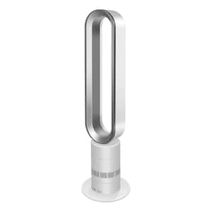 39 in. 10 Speeds Portable Bladeless Tower Fan in Silver with Remote Control and Timer